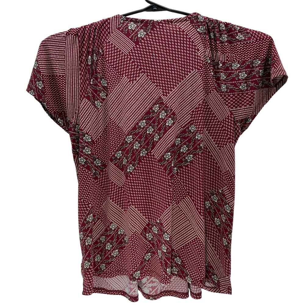 Style & Co Polyester Spandex Maroon Floral Short Sleeve Top Women 2X Shirt - Picture 2 of 7